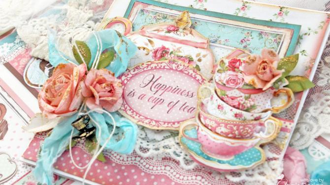 und 'Happiness Is A Cup Of Tea' Handmade Card