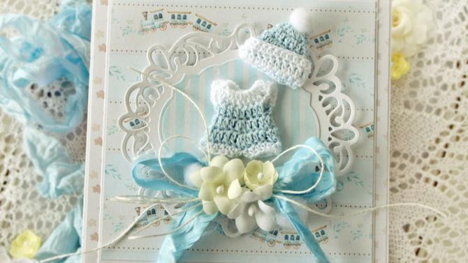 und 'Sweet Baby Outfit' Handmade Card